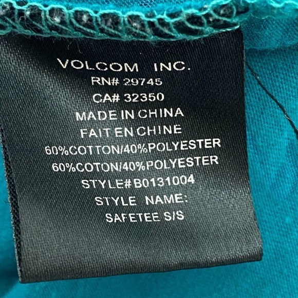 VOLCOM Teal Blue Cold Shoulder Graphic Blouse - Picture 9 of 11